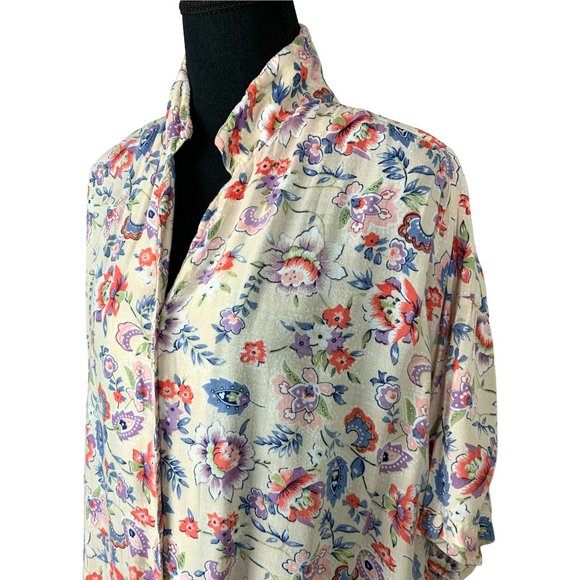 VINTAGE 80s Floral Short Sleeve Blouse - Picture 4 of 11